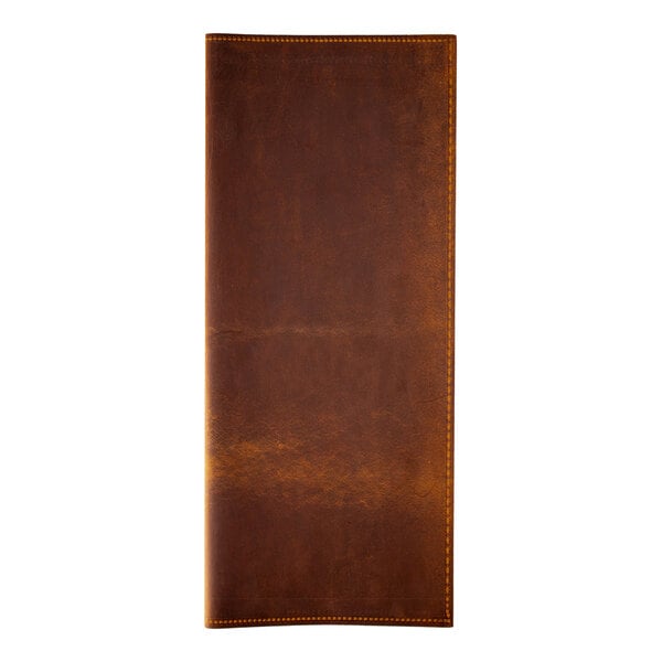 H. Risch, Inc. Genuine Leather 4 1/4" x 11" Menu Cover – item 7592GP42511BR image 2