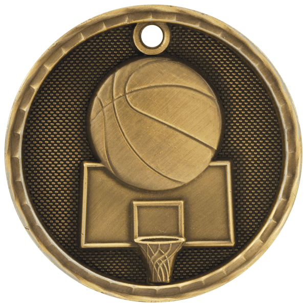 2" Basketball 3D Medal – item 3D202