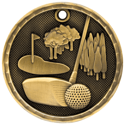 2" Golf 3D Medal – item 3D207
