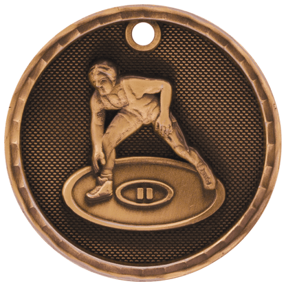 2" Wrestling 3D Medal – item 3D217 image 3