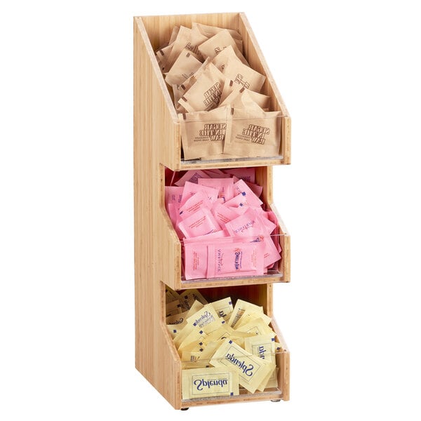 Bamboo 3 Tier, 3 Bin Condiment Display w/ Bin Face - 7" x 5" – item 211205360 image 2
