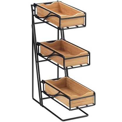 Cal-Mil Black 3-Tier Flatware / Condiment Display w/ Bins – item 211123560