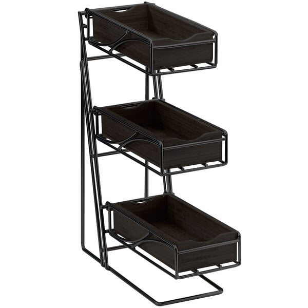 Cal-Mil Midnight 3-Tier Flatware / Condiment Display w/ Bins – item 211123596