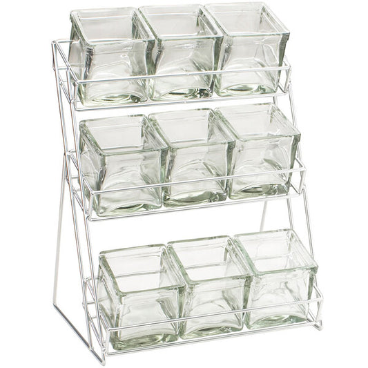Iron Three Tier Platinum Nine Jar - 13" x Condiment Display – item 211181239