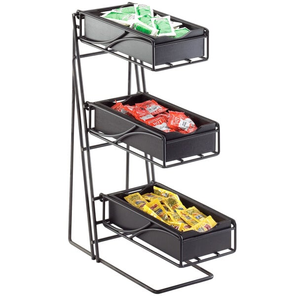 Cal-Mil Midnight 3-Tier Flatware / Condiment Display w/ Bins – item 211123596 image 2
