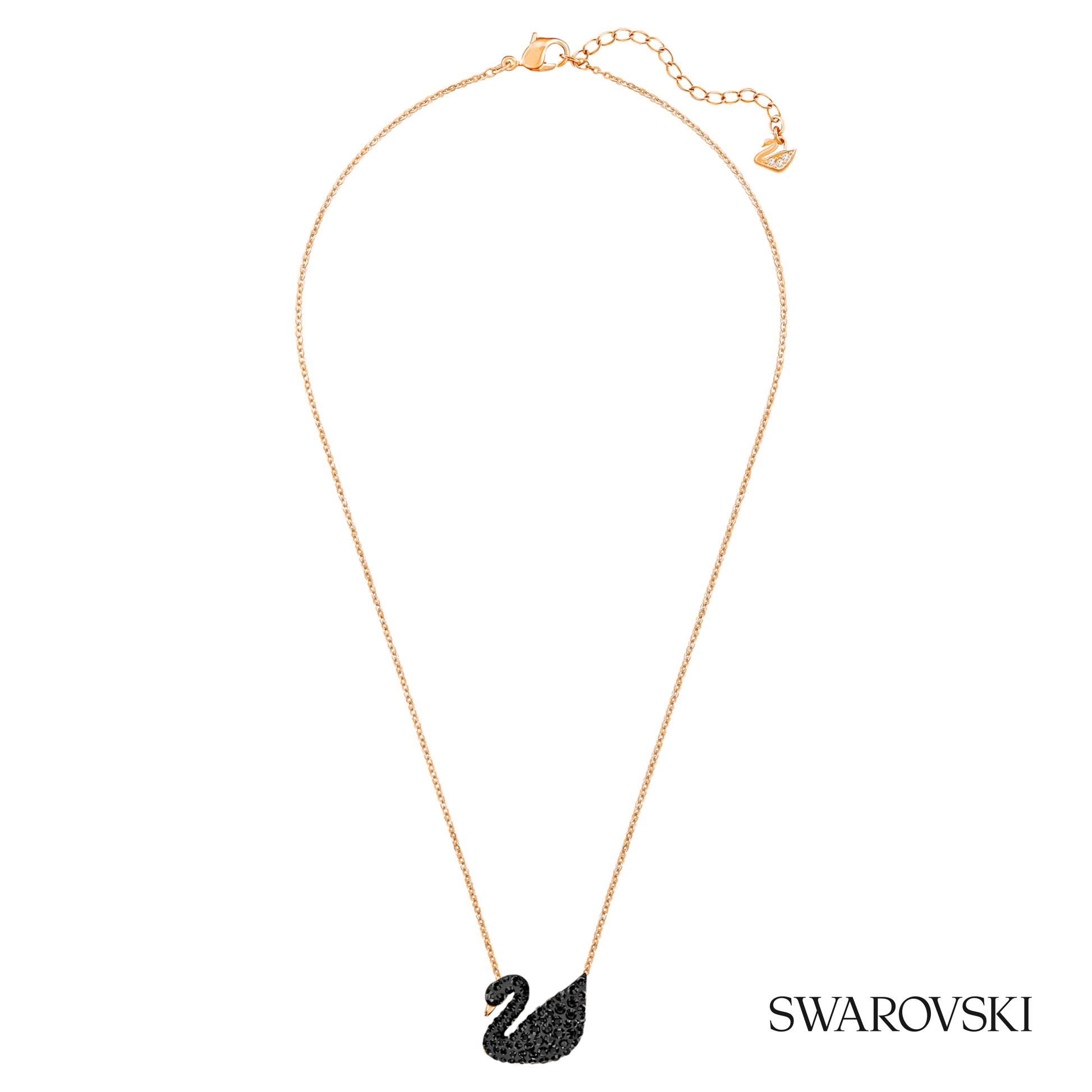 Swarovski Swan pendant, Swan, Black, 18K rose gold finish – item 5204134 image 2