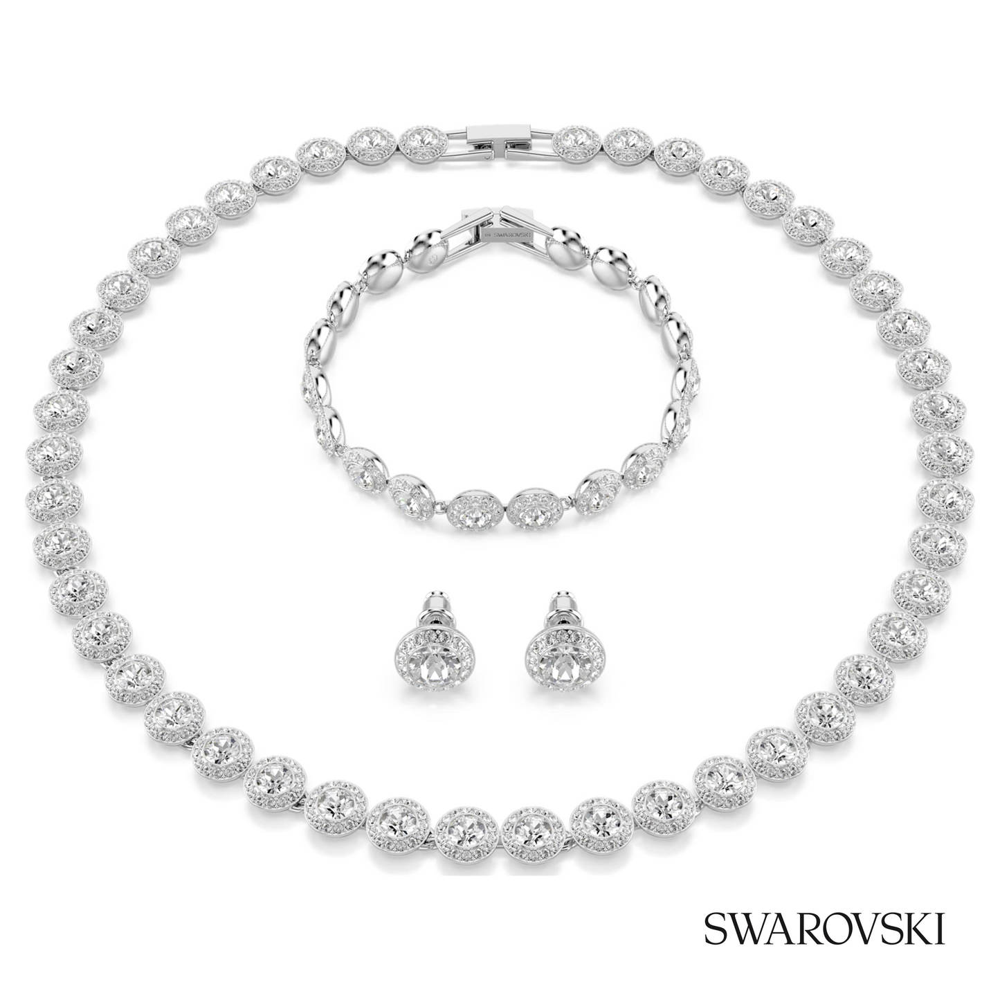 Swarovski Una Angelic set, (3), Round cut, White, Rhodium – item 5367853
