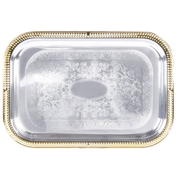 Vollrath 47266 Odyssey 19 1/2" x 14" Gold Trim Serving Tray – item 92247266
