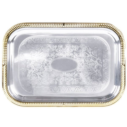 Vollrath 47266 Odyssey 19 1/2" x 14" Gold Trim Serving Tray – item 92247266