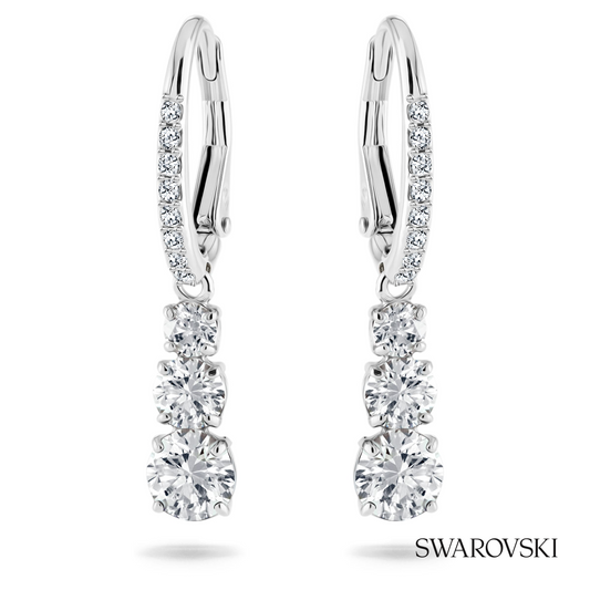 Stilla Attract hoop earrings, Round cut, White, Rhodium plated – item 5416155