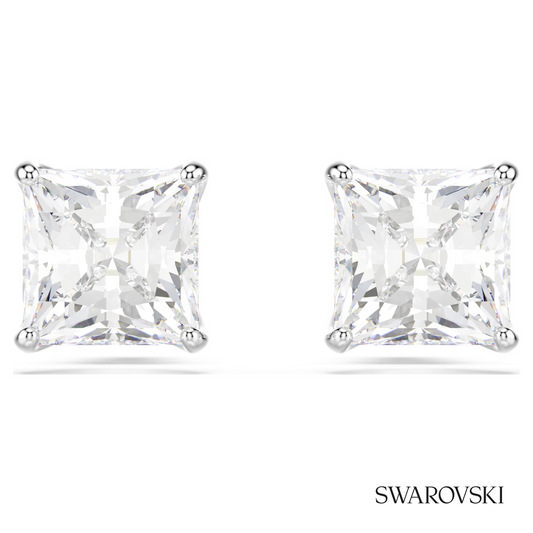 Stilla Attract stud earrings, Square cut, White, Rhodium plated – item 5430365