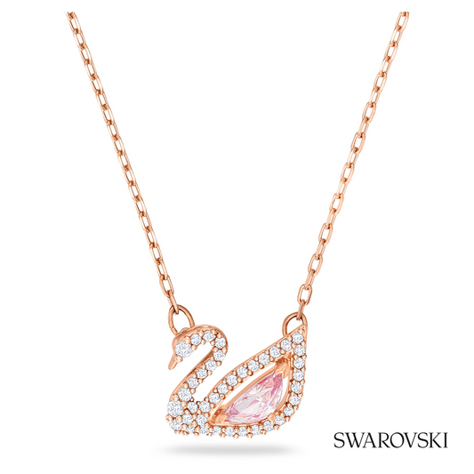 Swan necklace, Swan, Pink, 18K rose gold finish – item 5469989