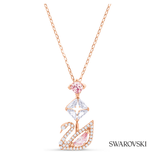 Swan pendant, Swan, Pink, 18K rose gold finish – item 5473024