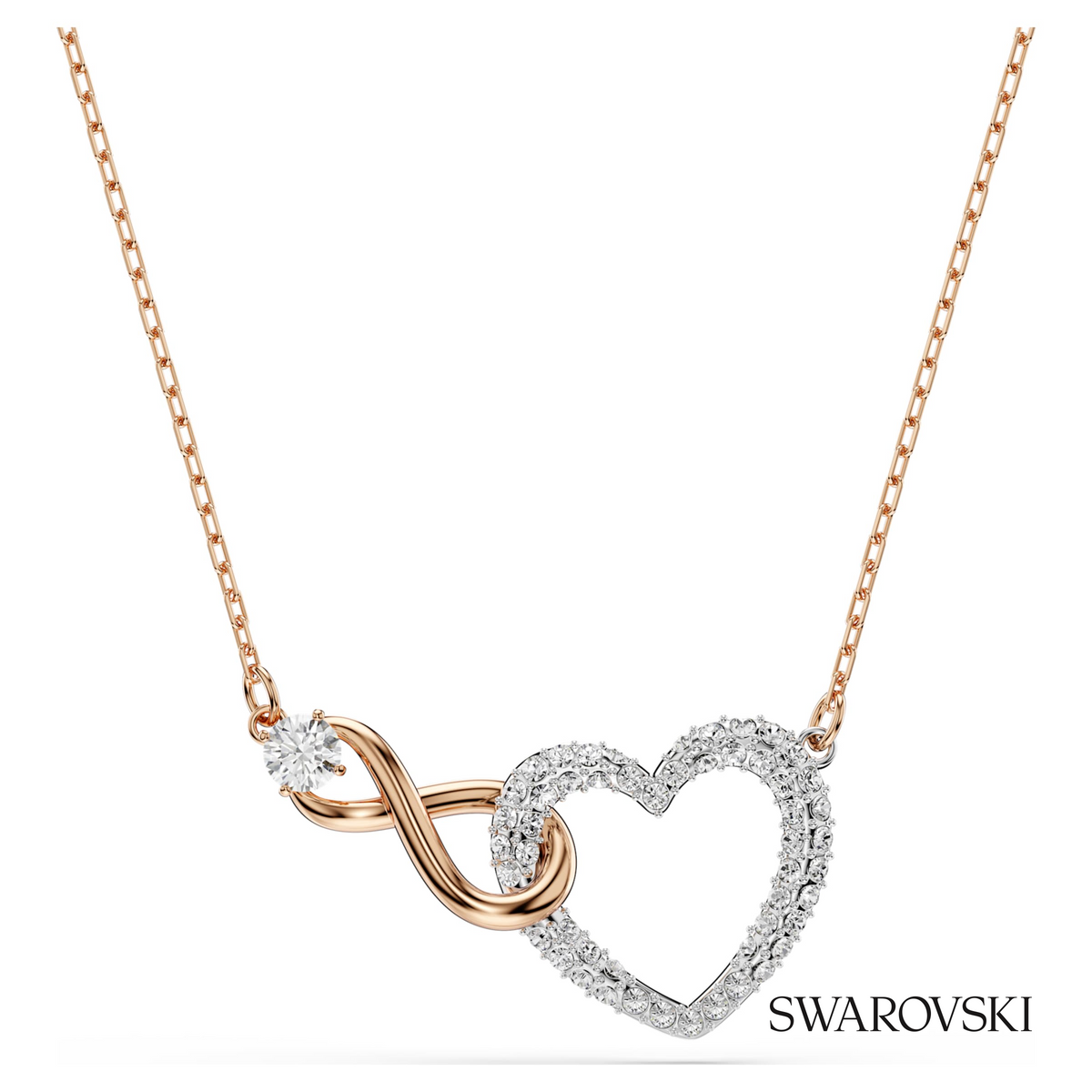 Hyperbola necklace, Infinity and heart, White, Mixed metal finish – item 5518865