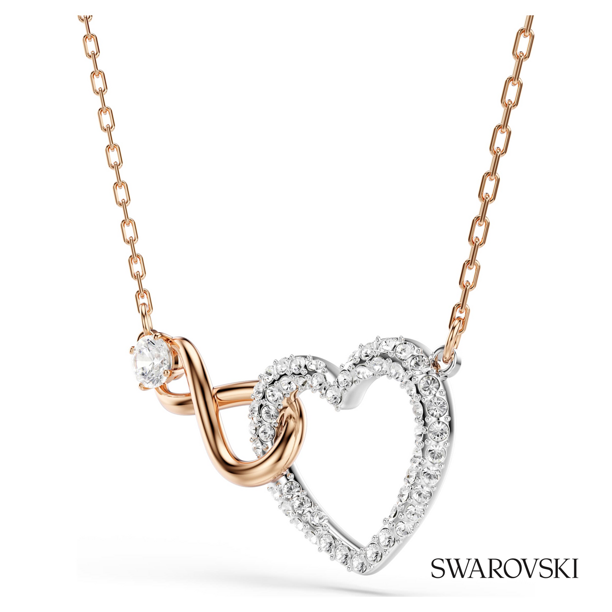 Hyperbola necklace, Infinity and heart, White, Mixed metal finish – item 5518865 – view 3