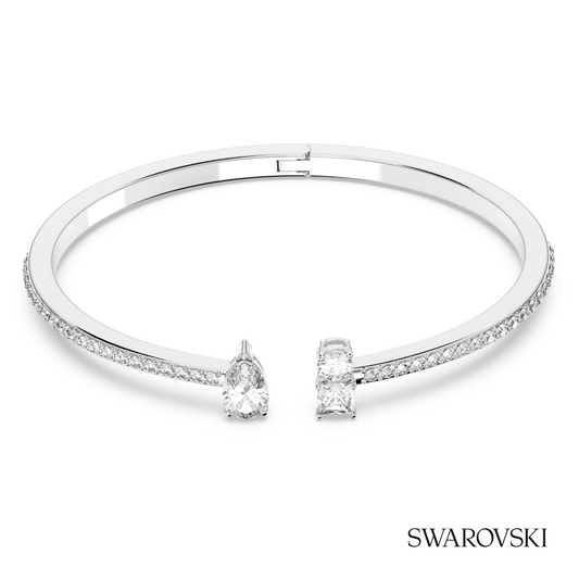 Mesmera cuff, Mixed cuts, White, Rhodium plated – item 5556912