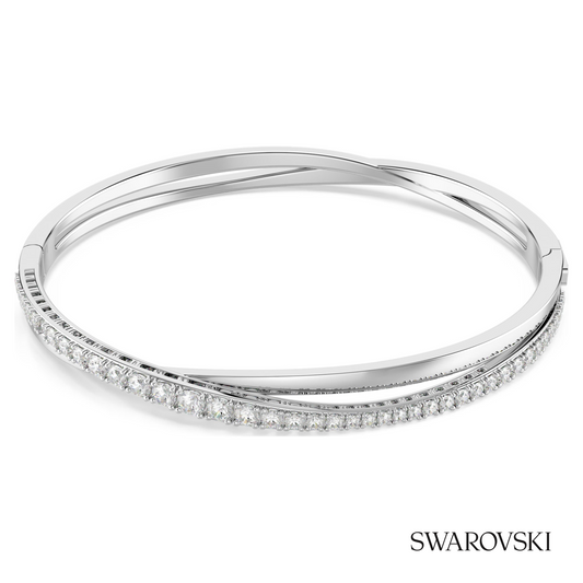 Hyperbola bangle, Round cut, White, Rhodium plated – item 5565210