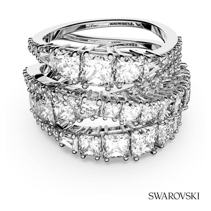 Swarovski Hyperbola ring, Mixed cuts, White, Rhodium plated – item 5580952