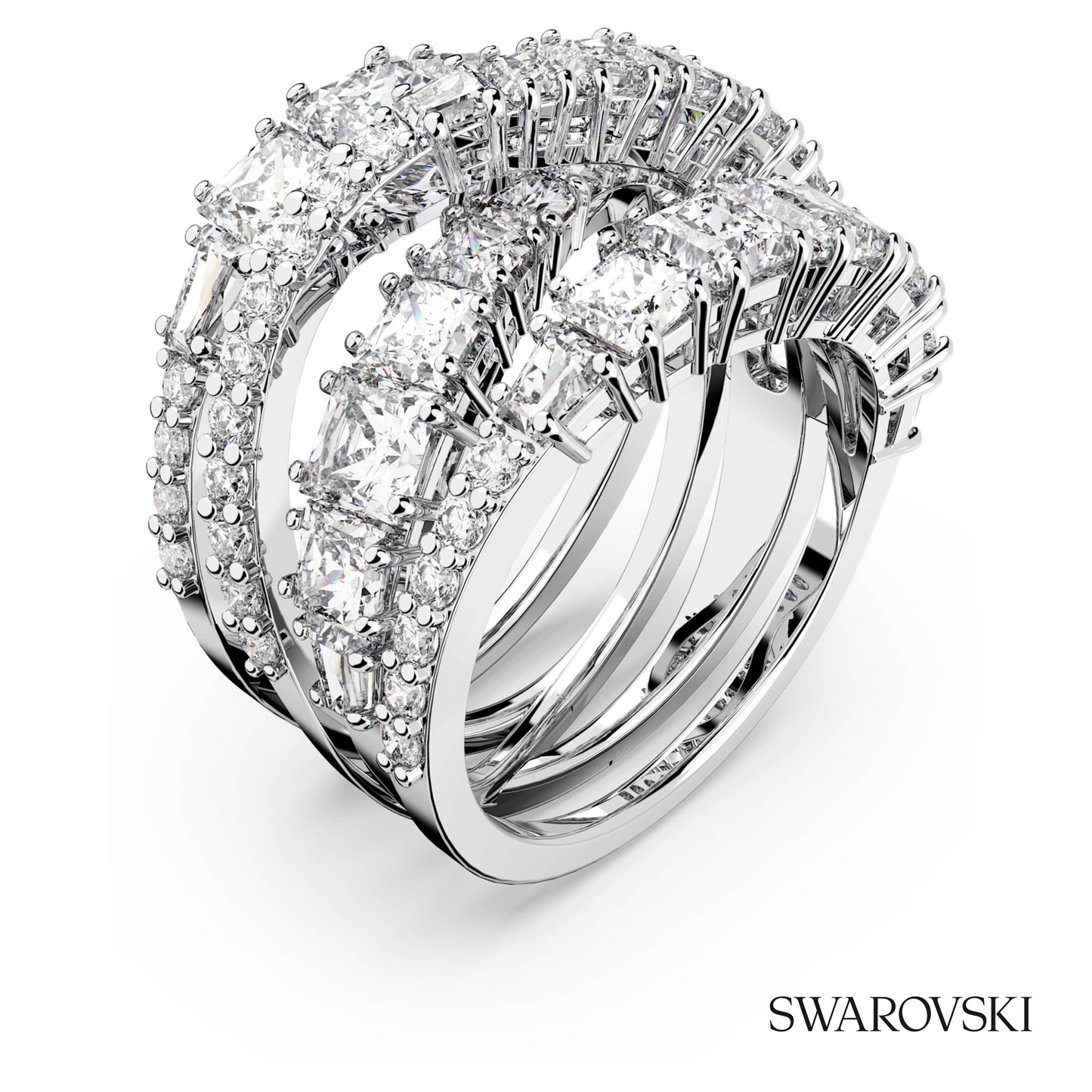 Swarovski Hyperbola ring, Mixed cuts, White, Rhodium plated – item 5580952 image 2