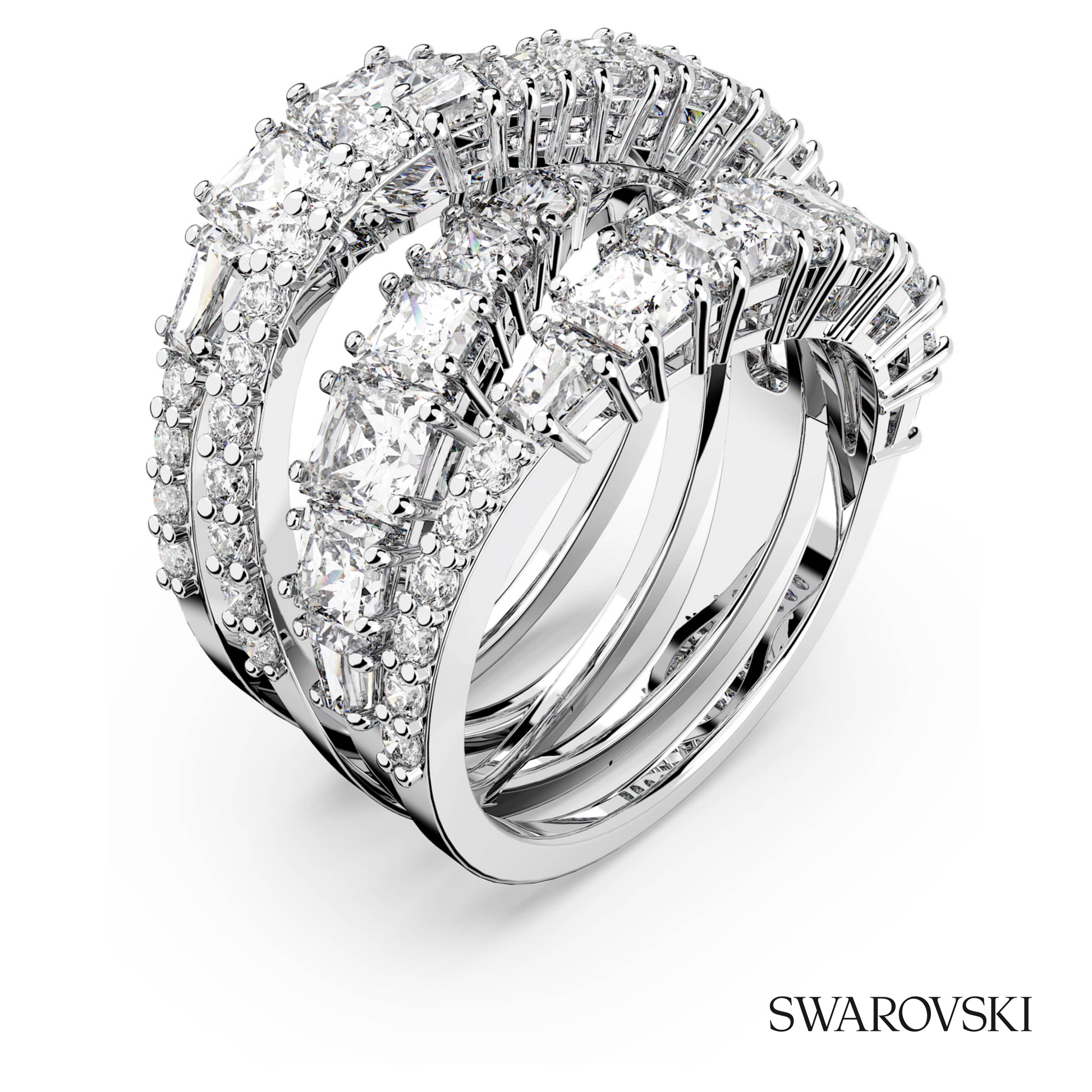 Swarovski Hyperbola ring, Mixed cuts, White, Rhodium plated – item 5580952 image 2
