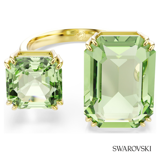 Millenia open ring, Octagon cut, Green, 18K gold finish – item 5614923