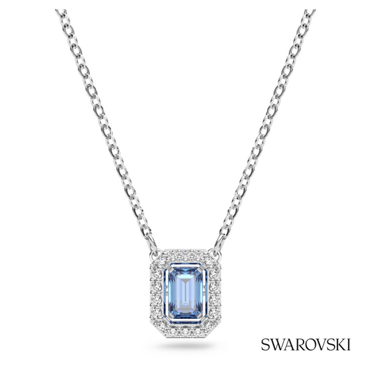Una necklace, Octagon cut, Blue, Rhodium plated – item 5614926