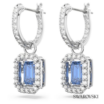 Swarovski Una drop earrings, Octagon cut, Blue, Rhodium – item 5619500 image 3
