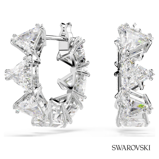 Matrix hoop earrings, White, Rhodium plated – item 5632467