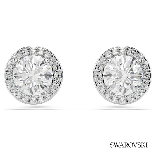 Una Angelic stud earrings, Round cut, Pave, White, Rhodium plated – item 5636269