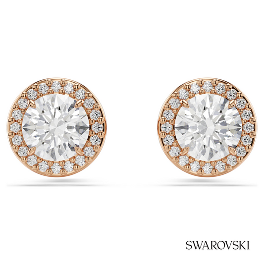 Una Angelic stud earrings, Round cut, Pave, White, 18K rose gold finish – item 5636275