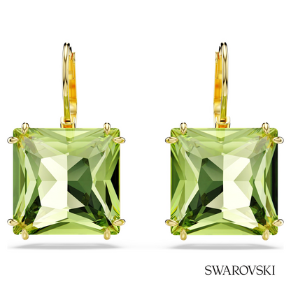 Swarovski Millenia drop earrings, Square cut, Green, 18K – item 5636564