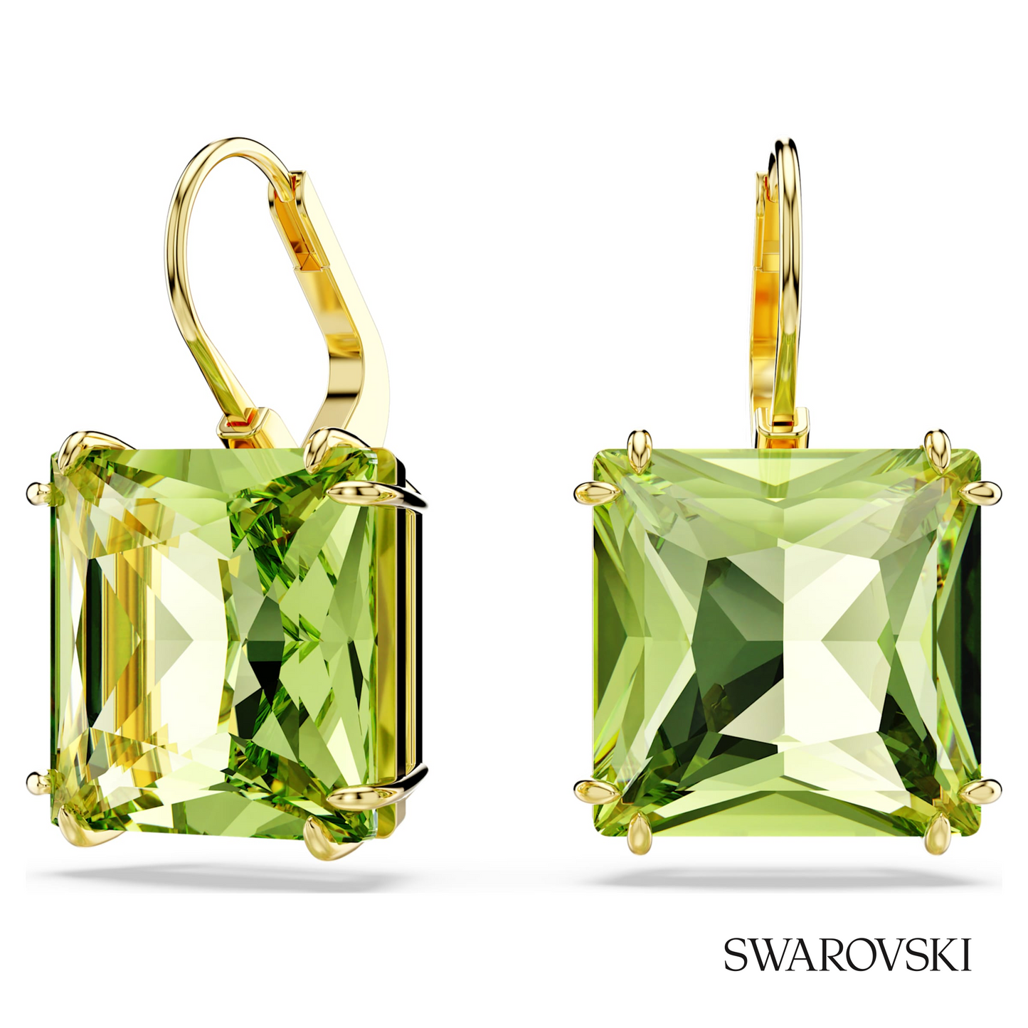Swarovski Millenia drop earrings, Square cut, Green, 18K – item 5636564 image 2