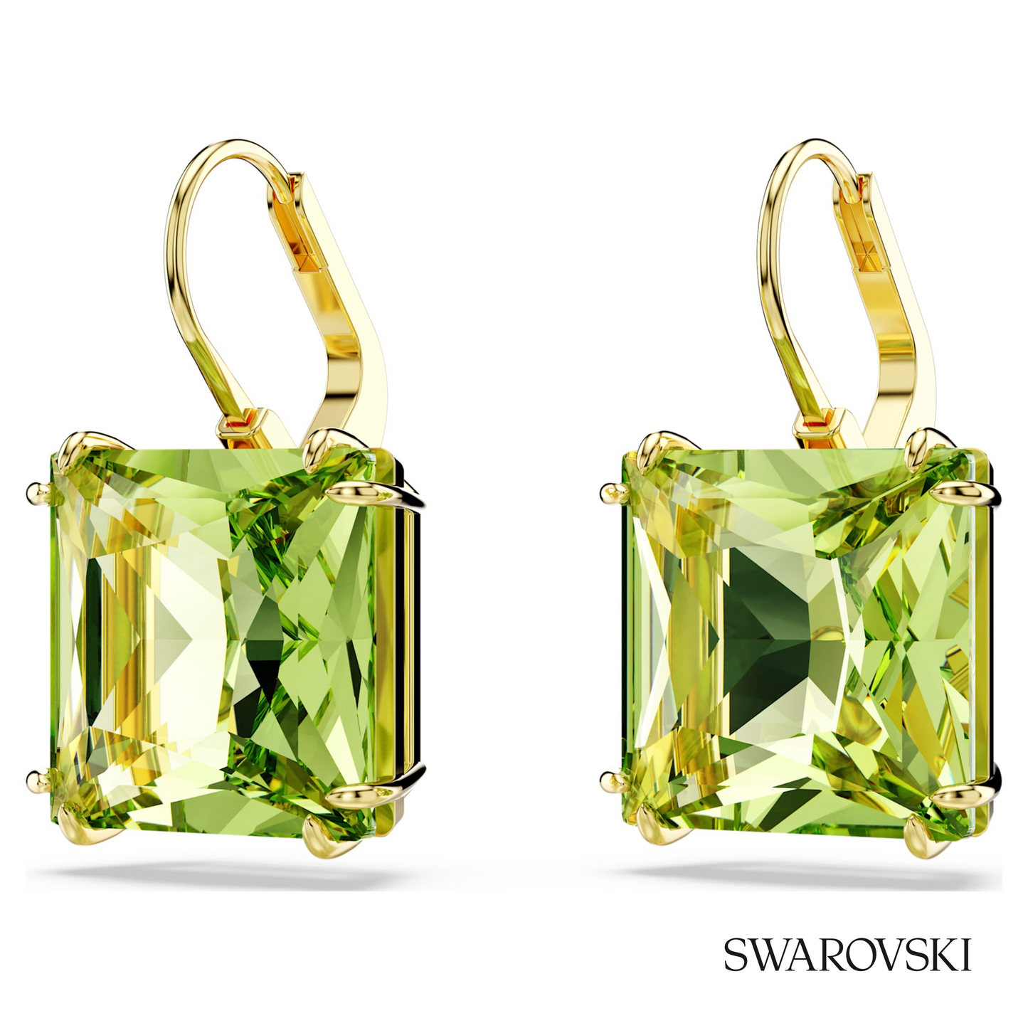 Swarovski Millenia drop earrings, Square cut, Green, 18K – item 5636564 image 3