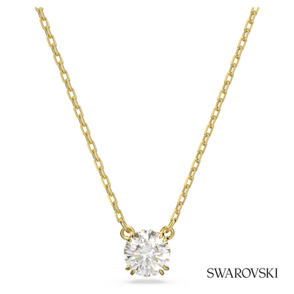 Swarovski Stilla pendant, Round cut, White, 18K gold finish – item 5636703
