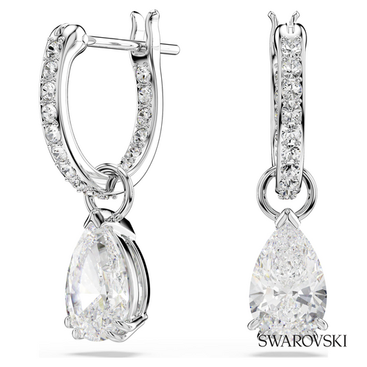Stilla drop earrings, Pear cut, Round cut, White, Rhodium plated – item 5636716