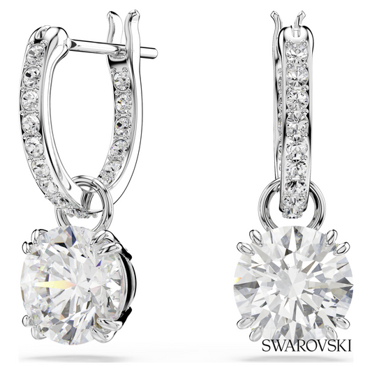 Stilla drop earrings, Round cut, White, Rhodium plated – item 5636717