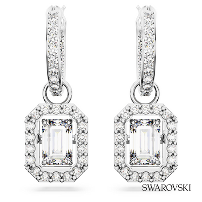 Swarovski Una drop earrings, Octagon cut, White, Rhodium – item 5638495 image 2