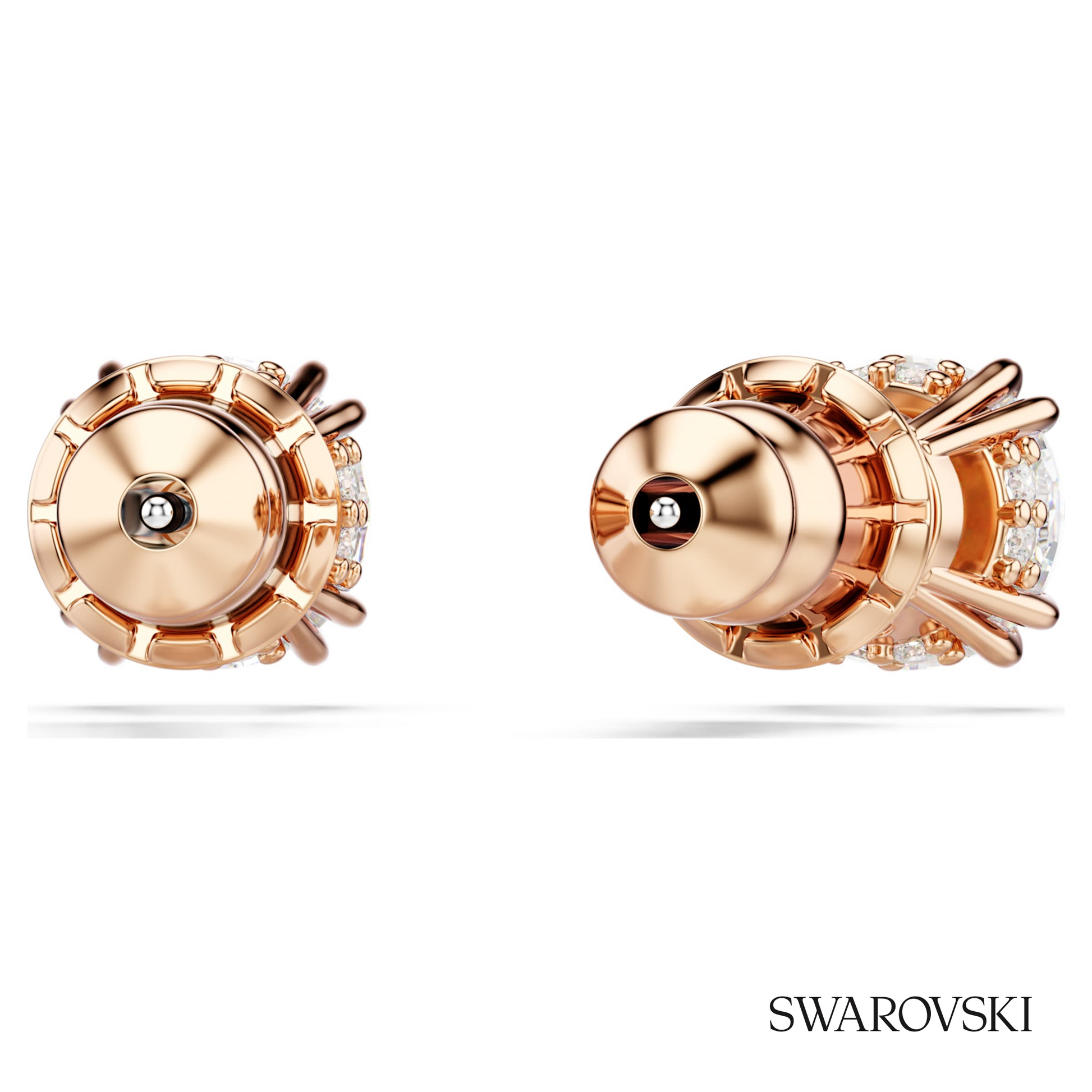 Swarovski Stilla stud earrings, Round cut, White, 18K rose – item 5638801 image 4