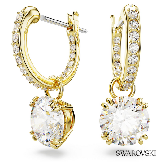 Stilla drop earrings, Round cut, White, 18K gold finish – item 5638802