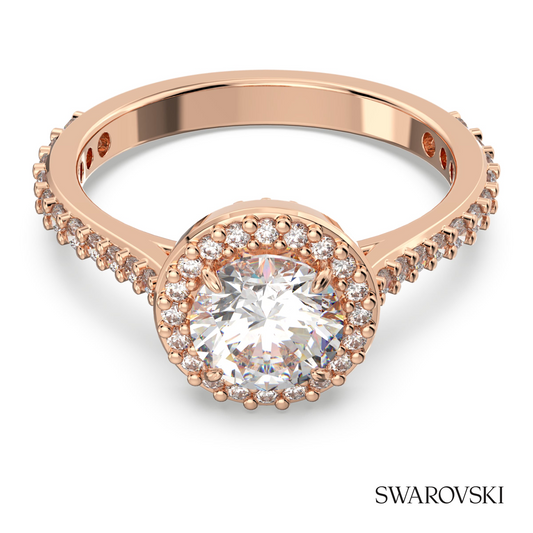 Una Angelic cocktail ring, Round cut, Pave, White, 18K rose gold finish – item 5639404