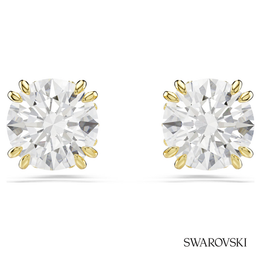 Stilla stud earrings, Round cut, White, 18K gold finish – item 5642595