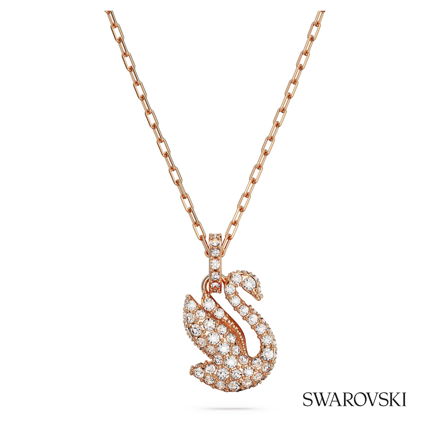 Swarovski Swan pendant, Swan, Small, White, 18K rose gold – item 5647555