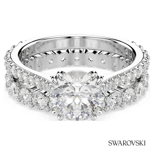 Stilla ring, Set (2), Round cut, White, Rhodium plated – item 5647662