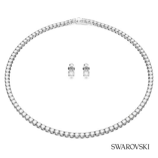 Matrix Tennis set, Round cut, White, Rhodium plated – item 5647730