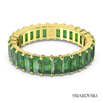 Swarovski Matrix ring, Baguette cut, Green, 18K gold finish – item 5648909