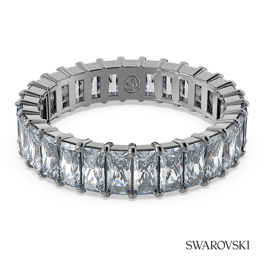 Matrix ring, Baguette cut, Gray, Ruthenium plated – item 5648914