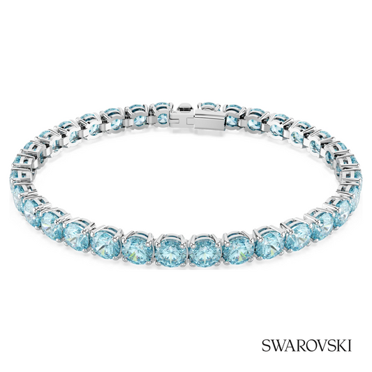 Matrix Tennis bracelet, Round cut, Blue, Rhodium plated – item 5648927