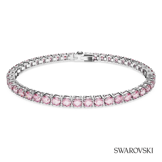 Matrix Tennis bracelet, Round cut, Pink, Rhodium plated – item 5648930