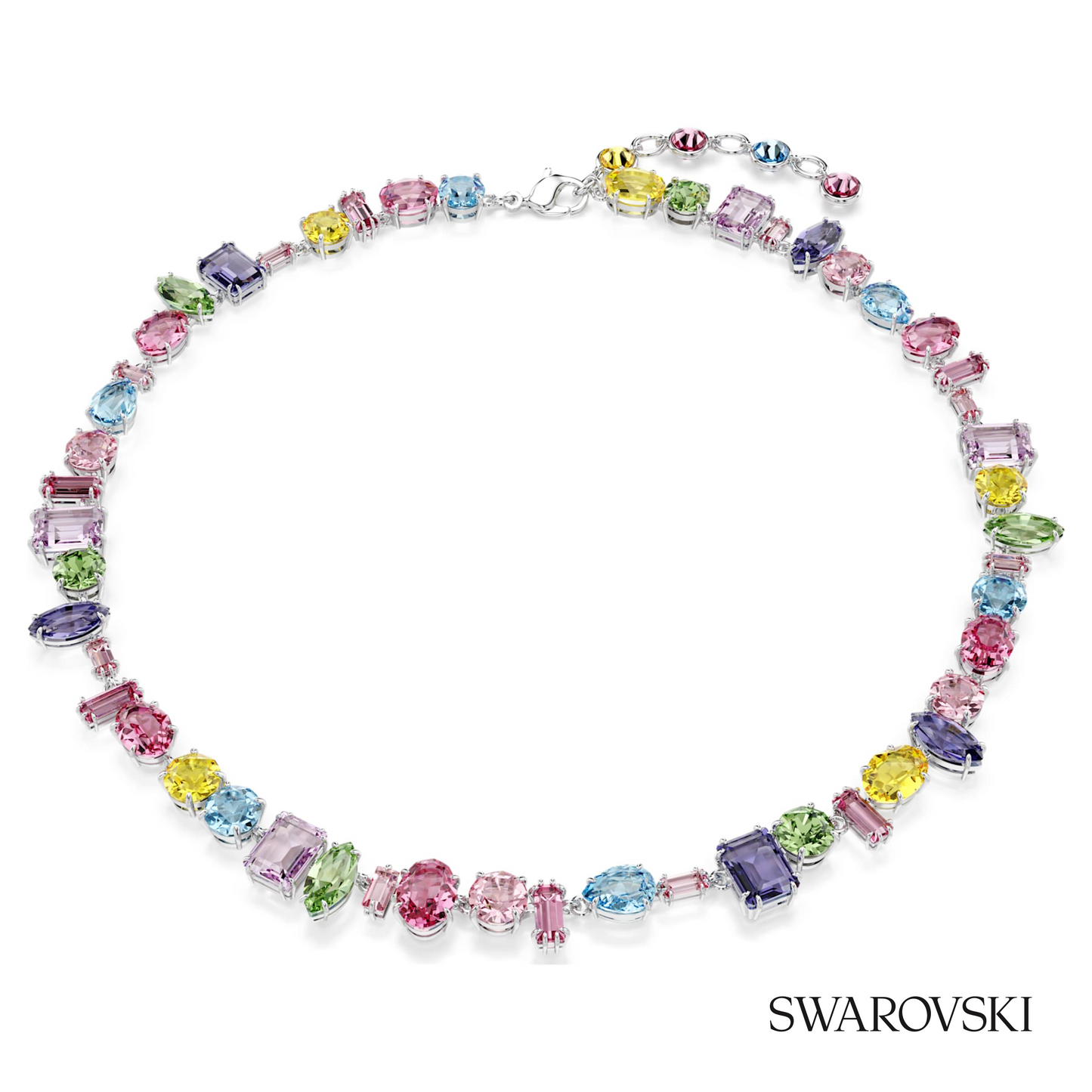 Swarovski Gema necklace, Mixed cuts, Multicolored, Rhodium – item 5656397