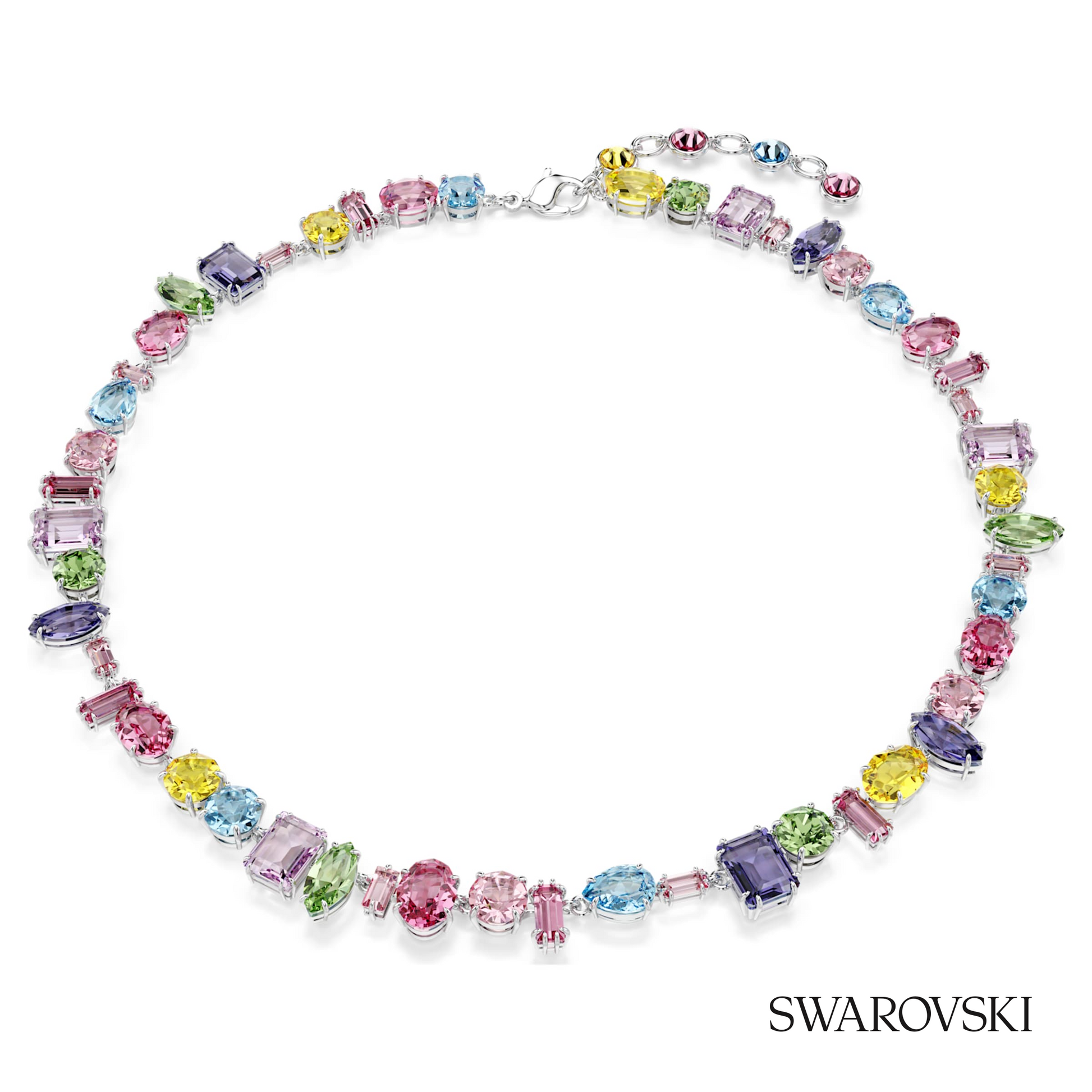 Swarovski Gema necklace, Mixed cuts, Multicolored, Rhodium – item 5656397